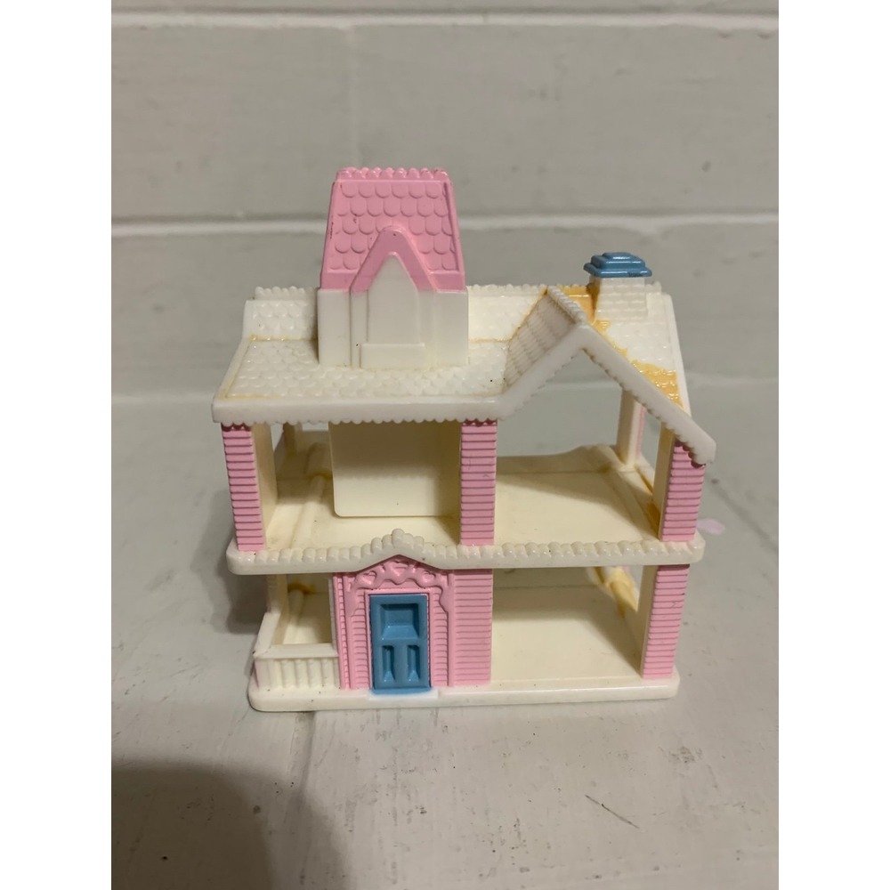 Vintage Playskool Pink‎ & White Miniature 3" Dollhouse